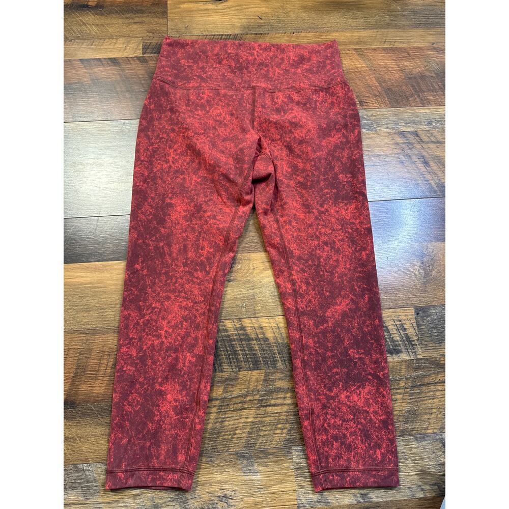 Lululemon Wunder Train High Rise Crop 23" Denim Wash Print Autumn Size 10
